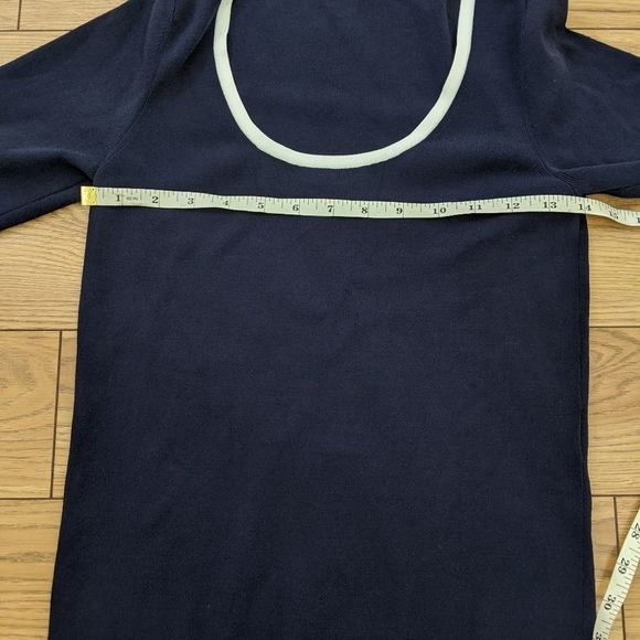 𝅺judith & Charles navy blue short sleeve blouse with white collar - Picture 9 of 10